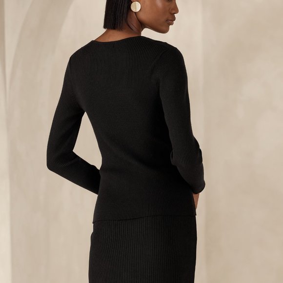 Banana Republic Magdalena Cut -out top in black XS New with tag - Picture 4 of 7